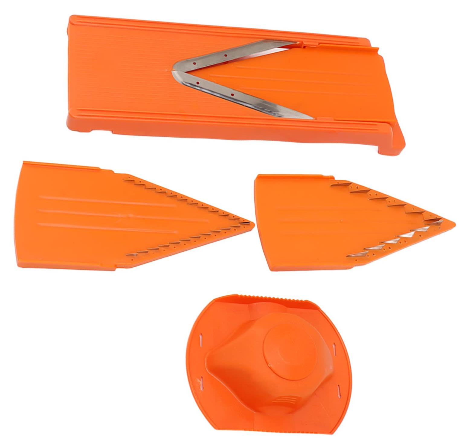 Dripio Mandoline met V-vormig mes en 3 messen, groentesnijder, roestvrij staal, oranje