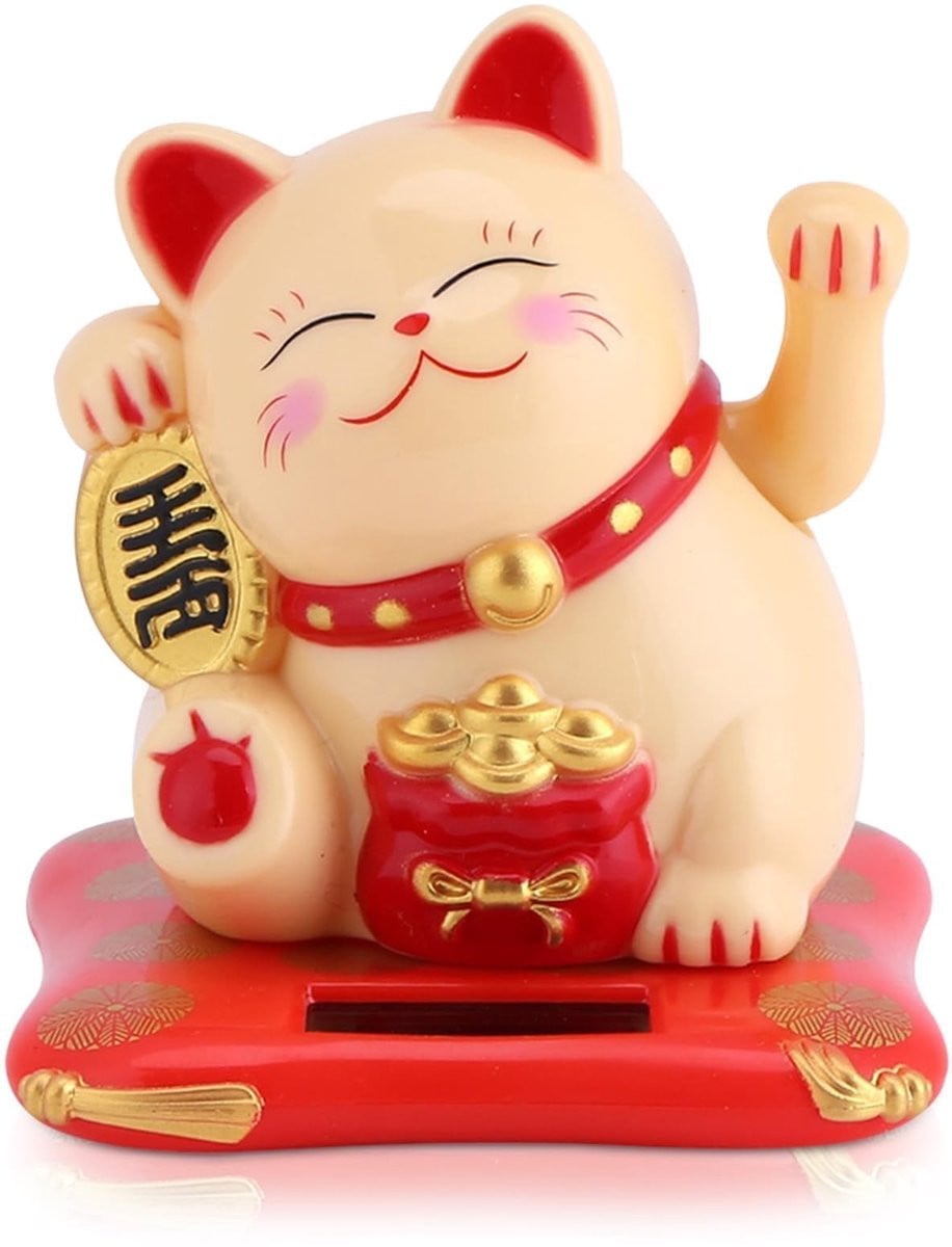 Solidchoice - Mini Maneki Neko Geluks Kat met Swingende Arm