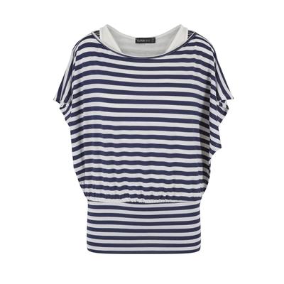 Langarmhemd CLOUD 5IVE "CLOUD 5IVE Damen", Damen, Gr. S, US-Größen, schwarz-weiß (weiß, navy), 100% Viskose, Hemden