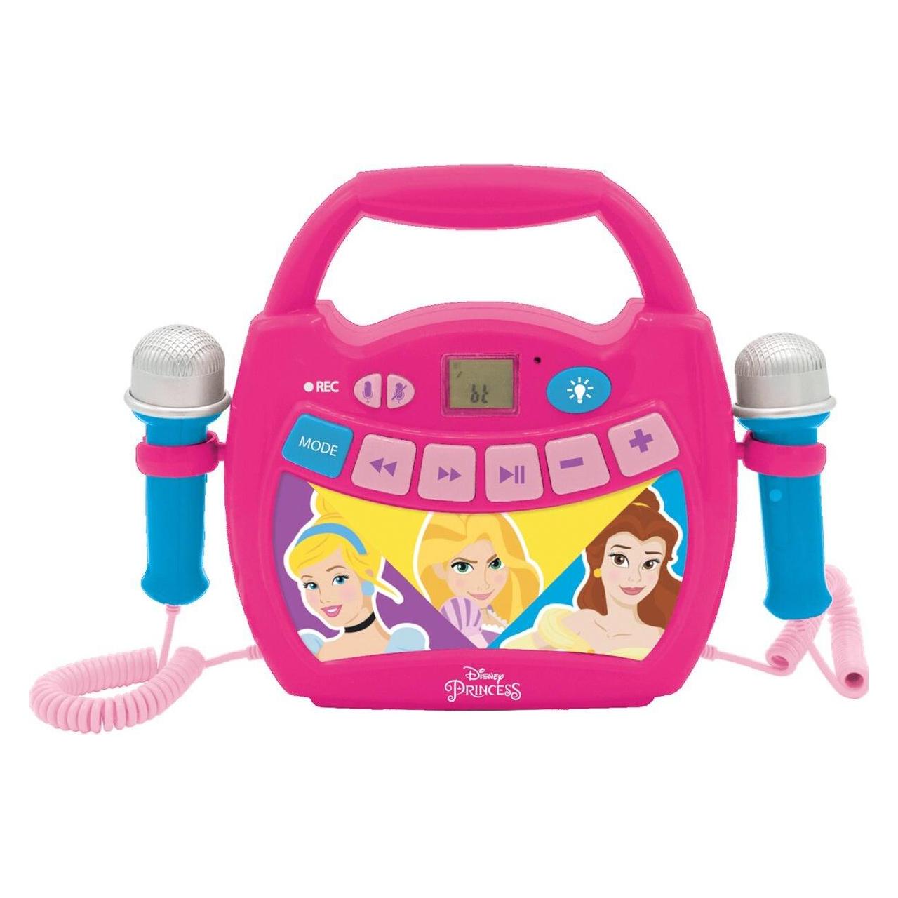 Lexibook Disney Prinzessin Bluetooth Lautsprecher mit Lichteffekte und Mikrofonen, Batterie wiederaufladbar (MP320DPZ)