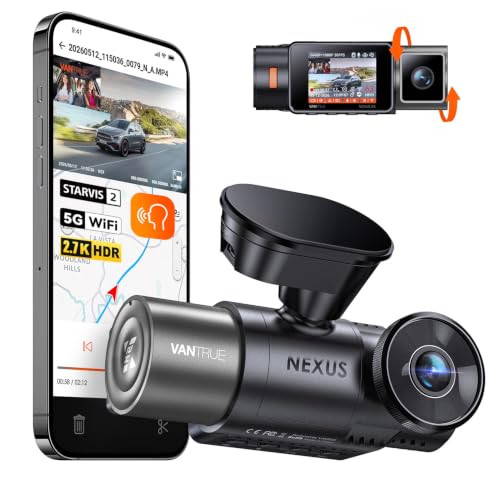 VANTRUE N2X Dual Dashcam met 2.7K en 1080P resolutie, GPS, 5G WiFi en infrarood nachtzicht