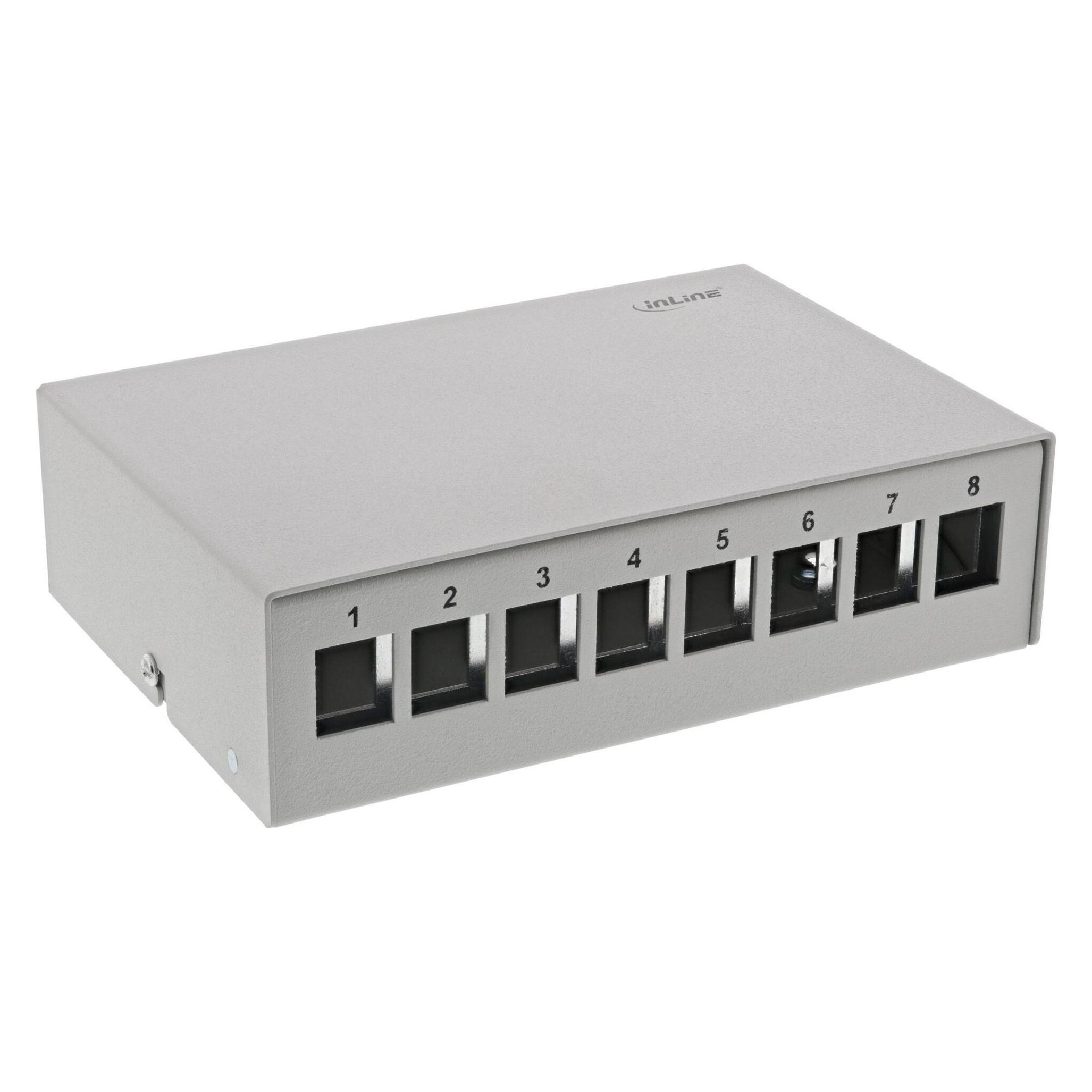 InLine Patchfeld-Dose Aufputz für 8x Keystone RJ45 (76268)