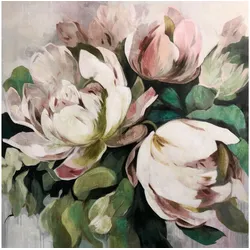 La Casa »Heller Blumenstrauß« Ölbild handbemalt 80x80 cm