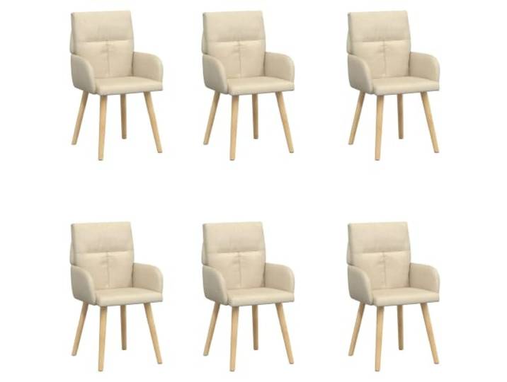 Todiikf Esszimmerstühle 6er Set Creme Polsterstuhl mit Armlehne Bequeme Küchenstühle im 6er Pack mit Holzbeinen aus Kautschukbaum, ideal für Esszimmer, Wohnzimmer und Konferenzraum.