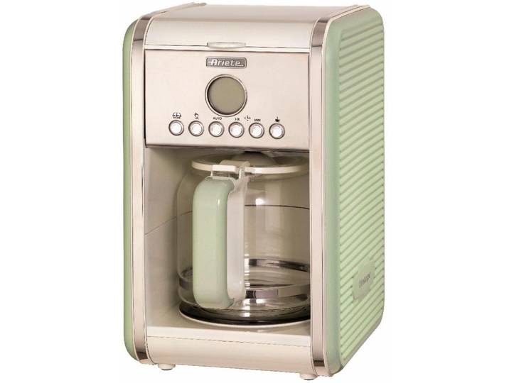 ARIETE Filterkaffeemaschine Vintage grün 1342 , grün (grün, silberfarben, weiß), 1,5 l, 12, Kaffeemaschinen, Startzeit Kaffeezubereitung programmierbar, Filterkaffeemaschine