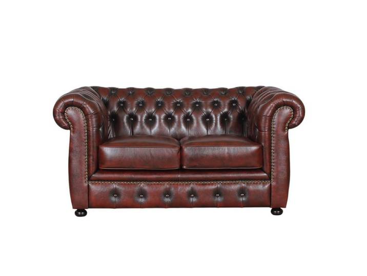 Salottini Chesterfield-Sofa Luxus Sofa Chesterfield 2-Sitzer Couch Avon Ledersofa Salottini rot, 1 Teile, Handarbeit