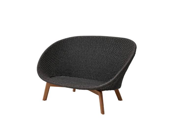 Cane-line Peacock Sofa 2-Sitzer Soft Rope Dark Grey, Teak
