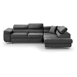 ECKSCHLAFSOFA Vild verstellbaren Kopfstützen, Grau, rechts