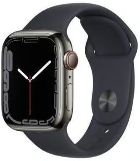 Apple Watch Series 7 Stainless Steel 45 mm (2021)   GPS + Cellular   Graphite   Midnight Sport Band - Refurbished