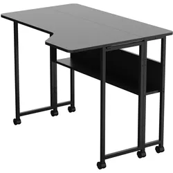 Maclean, Schreibtisch, Klappschreibtisch / Beistelltisch, schwarz, mobil, 100 x 73 cm, max. 50 kg, eckig, L-Form, MC-126