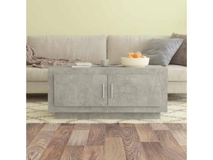 HEFZGDB Couchtisch Betongrau 102x50x45 cm Holzwerkstoff mit 2 Türen und Stauraum, Stabiles Wohnzimmermöbel mit feuchtigkeitsbeständiger Oberfläche für einfache Reinigung, Moderner