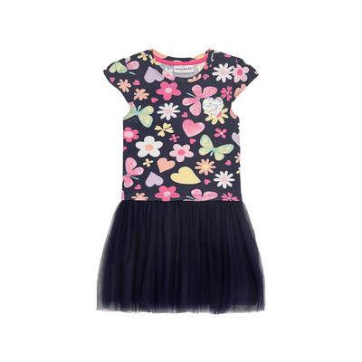 Tüllkleid DANAMADE "DANAMADE Dresses DIASMINA", Mädchen, Gr. 122, EURO, blau (navy), Oberteil: 95% Baumwolle 5% Elasthan / Rock: 100% Polyester / Futter: 100% Polyester, Kleider