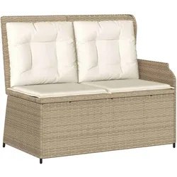 vidaXL Gartenbank Verstellbar mit Kissen Beige Poly Rattan
