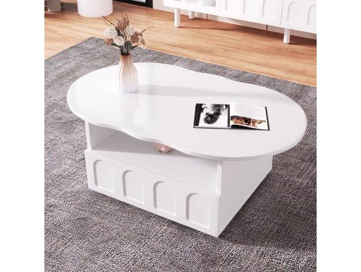 Table basse - LEYTN - Nuage - Bois - 100x60x39 cm - 1 tiroir - Design moderne