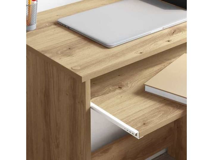 Bureau informatique Marron - LEMON® Bureau droit multi-rangements - chêne artisanal - 120 5x44x88 5cm - Bois d'ingénierie 449 - Sold