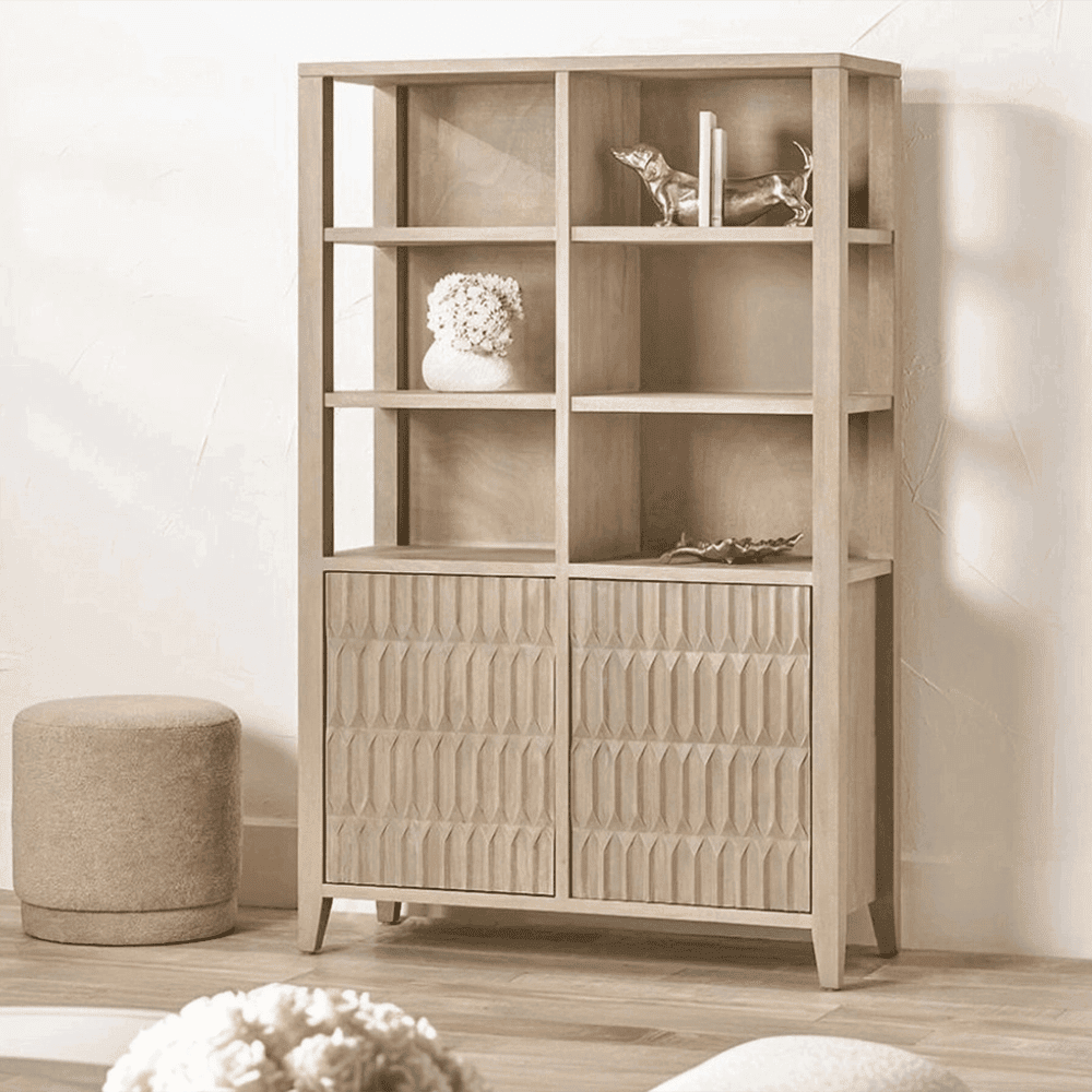 Kamala Light Grey Mango Wood 2 Door Shelving Unit