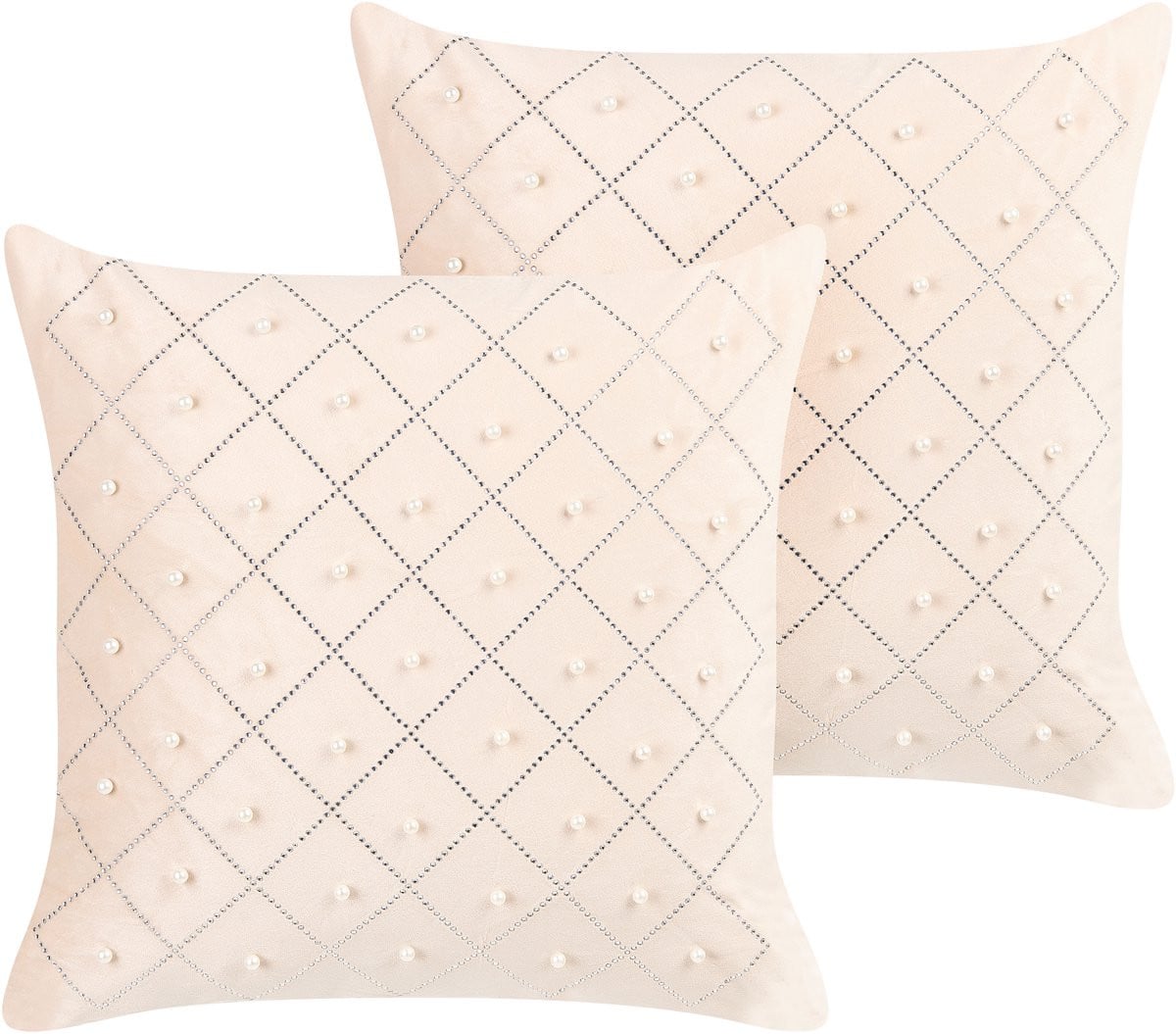 Yarrow Set van 2 Beige Fluwelen Sierkussens 45 x 45 cm