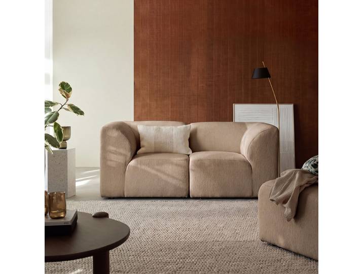 Sofa aus Stoff in Taupe mit Armlehnen, 2-Sitzer Vénus - Braun - Fabric