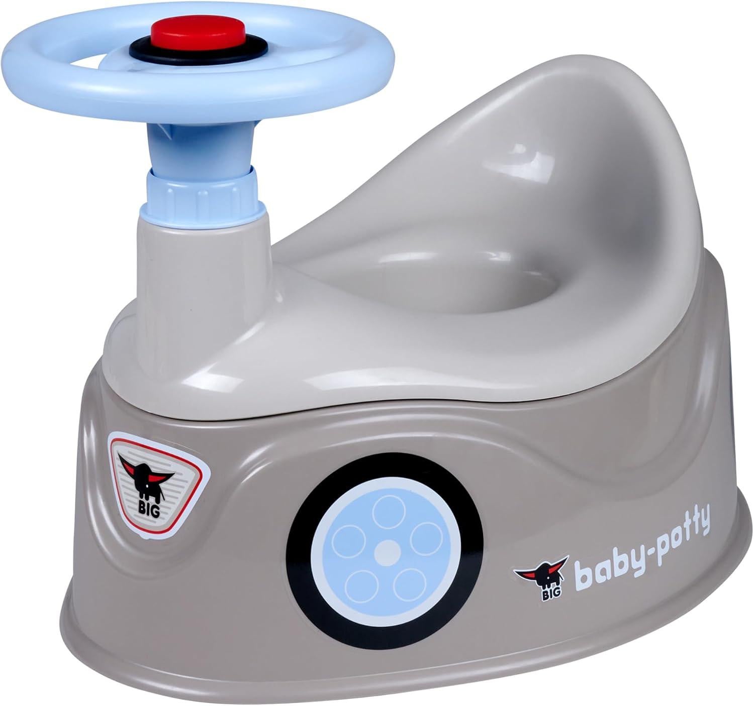 BIG Spielwarenfabrik Baby Potty Bobby Car design met afneembaar stuur en hoge rugleuning - Grijs