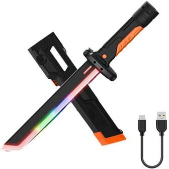 Inspired Living Star Spray Lightsaber Toy Double Blade Light Up Sword With Fog Glow Effect orange