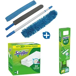 Entstaubungs-Set für den universellen Einsatz inkl. Flaschwischer, Swiffer Bodenstarter Kit u. 40 Tücher