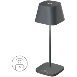 Villeroy & Boch Akku-Tischleuchte Neapel Micro RC Alu, Eisen, Stahl Metall Grau Anthrazit