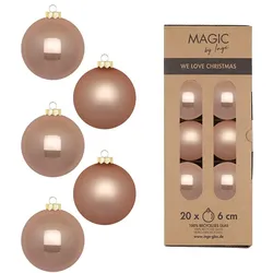 20 Weihnachtskugeln Glas 6cm matt & glänzend Christbaumkugeln Weihnachtsbaumkugeln Weihnachten Christbaumschmuck Weihnachtsbaumschmuck Beige