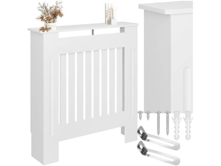 tectake® Cache radiateur pour radiateur electrique & radiateur inertie 78 x 19 x 82 cm Sécurité enfant & bébé Meuble design Couvre radiateur Cache chauffage Tablette radiateur sans percer