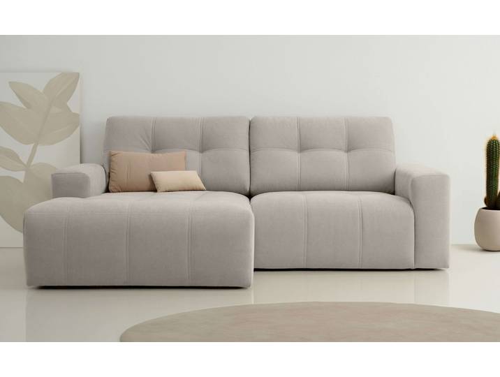 Ecksofa GOODPRODUCT Turnon, Lounge-sofa, Breite 221 cm , braun (latte), B:221cm H:84cm T:153cm, 100% Polyester, Sofas, Ecksofa, Chenille, mit Knopf- und Doppelsteppung, elegantes Aussehen
