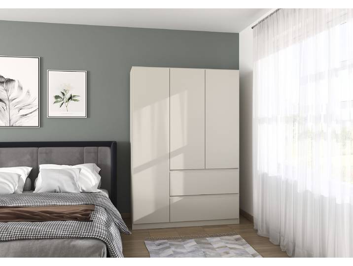 Armoire à portes battantes Costa 136cm Beige/Cachemire Premium