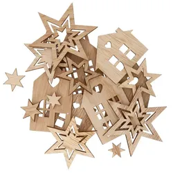 Streuteile "Häuser und Sterne", 1–6 cm, 16 Stück