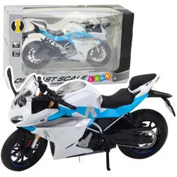 Sportliche Motorrad-Metalllichter, Geräusche, Weiß, Blau, 1:12
