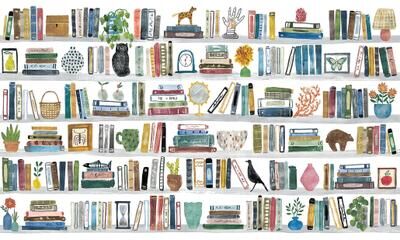 RoomMates Library Peel and Stick Wall Mural