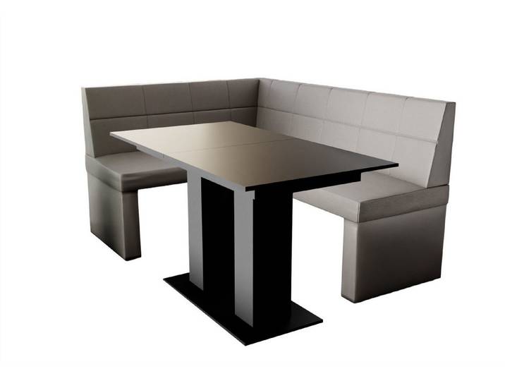 Fun Möbel Eckbankgruppe Eckbankgruppe „BLAKE“ Größe 168x128cm mit Tisch Schwarz, ausziehbarer Tisch