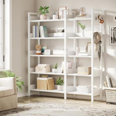 Garvee Corner Bookshelf 5-Tier Bookshelves with 4 Hooks