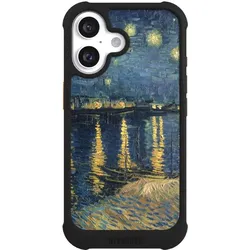Nivocase Hülle für Apple iPhone 16 Stossfeste Handyhülle NIVOmax Case Schwarz Kunst Malerei (Apple iPhone 16), Smartphone Hülle, Schwarz