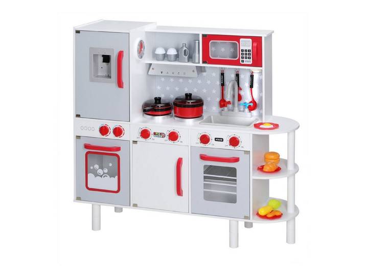 Spielwerk Spielküche, Holz 38tlg Zubehör mit Soundeffekten Kinderküche Spielküche Lernspiel