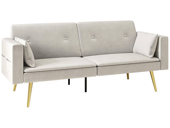 HOMCOM Schlafsofa, samtartiger Bezug mit Holzrahmen, für Wohnzimmer, Gästezimmer