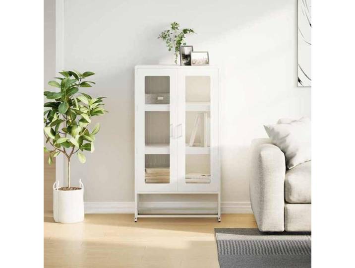 Blanc Commode Salon CHIC Buffet haut/armoire latérale blanc 68x39x123 cm acier N12067