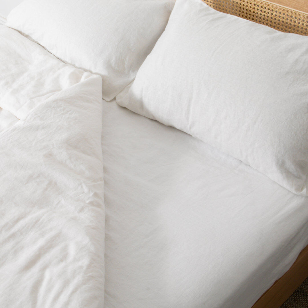 Highland Dunes 100% Linen Machine Woven Fitted Sheet White Single (3')