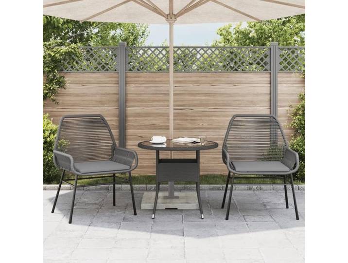 Gris Siège de jardin - Chaises de jardin - (2 pcs) - avec coussins gris résine tressée C2124