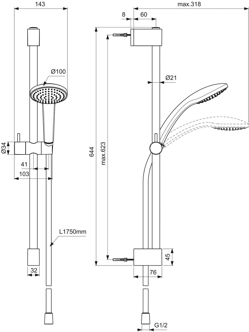 Ideal Standard Brausekombination mit Brausestange