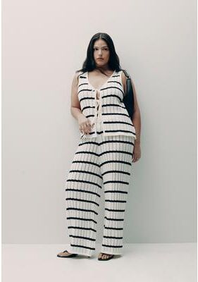 Plus Size Women's Sweater Pull On Pant by ELOQUII in Horizontal Stripe Arctic Wolf (Size 14/16)
