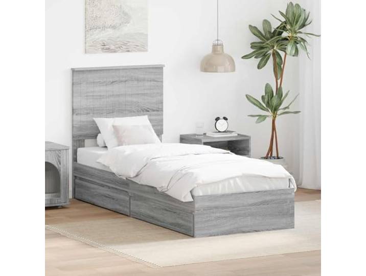 WDGJJFECNMUEHI Holzwerkstoff Konstruktion Modernes Design 75 x 190 cm Grau Aufbewahrungsbett Graues Sonoma 75x190 cm Holzwerkstoff mit Schubladen Stauraum Bettgestell Lattenrost Modernes Design