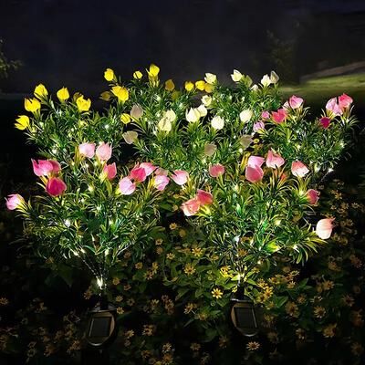 Rare Purchases Solar Garden Lamp With Warm White Artificial Flower For Garden Lawn Lighting warm White white