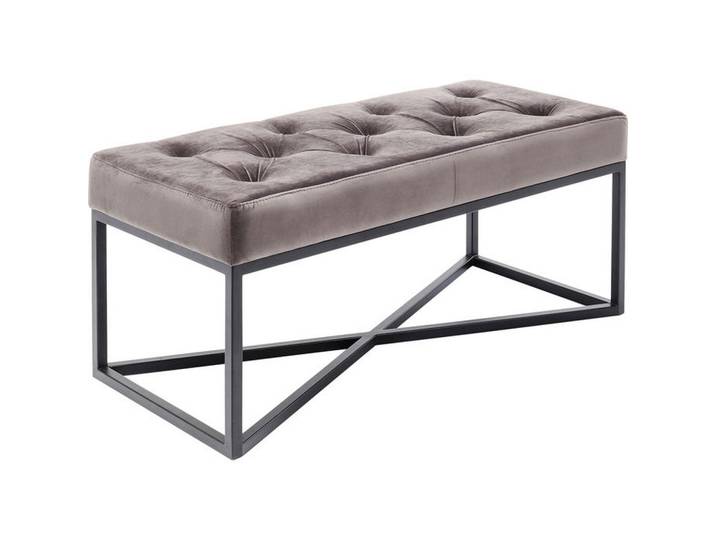 Kare-Design Sitzbank, Grau, Schwarz, Metall, 90x40x40 cm, Esszimmer, Bänke, Sitzbänke