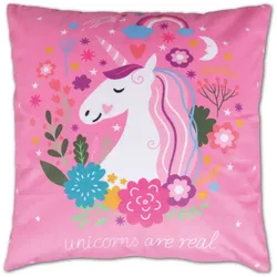 Bestlivings Kissenhülle Fotodruck 40x40 Einhorn pink mit Füllung