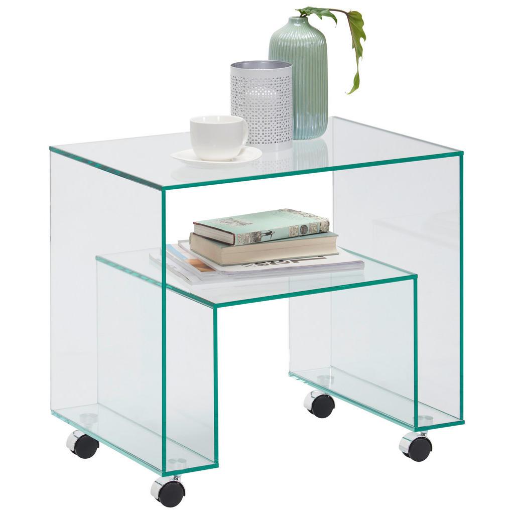 Xora Beistelltisch , Glas , rechteckig , 56x52x40 cm , Wohnzimmer, Wohnzimmertische, Beistelltisch, Beistelltisch Glas