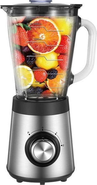 Zelurxx Staande blender en smoothie maker van roestvrij staal, 500W, 1,5 liter, zwart