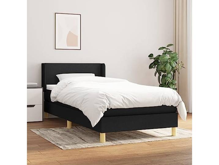 Strapazierfähiger Stoff Taschenfederkernmatratze höhenverstellbares Boxspringbett mit Matratze Schwarz 100x200 cm Stoff Luxus Bett mit Kopfteil Taschenfederkernmatratze Topper Härtegrad Mittel